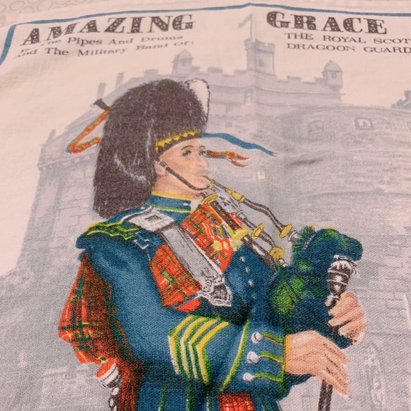 Vtg Lamont Irish linen tea towel, Amazing Grace, Royal Scots Dragoon Guards - Picture 2 of 6